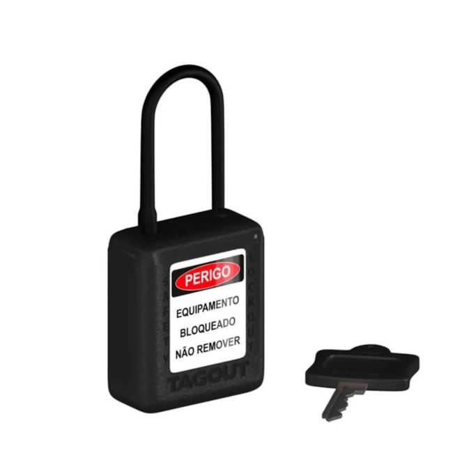 Cadeado Plástico Preto 38,0mm Haste Plástica com 1 Chave CPPR14004CD TAGOUT-1f67c348-6d59-4c05-bcbc-c0b987f4a5e7