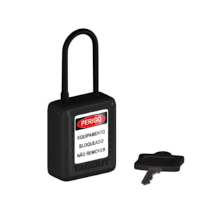 Cadeado Plástico Preto 38,0mm Haste Plástica com 1 Chave CPPR14004CD TAGOUT