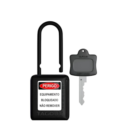 Cadeado Plástico Preto 38,0mm Haste Plástica com 1 Chave CPPR140CD TAGOUT