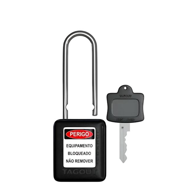 Cadeado Plástico Preto 50,0mm Haste Metálica (Cromada) com 1 Chave CMCPR150CD TAGOUT-8367c406-be94-4a5a-8733-4811b9a03650