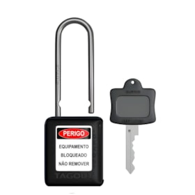 Cadeado Plástico Preto Haste Aço Inox 50mm com 1 Chave CAPR150CD TAGOUT
