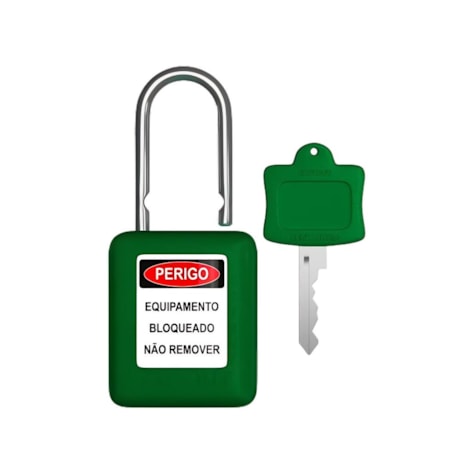 Cadeado Plástico Verde 25,0mm Haste Cromada com 1 Chave CMCVD125CD TAGOUT