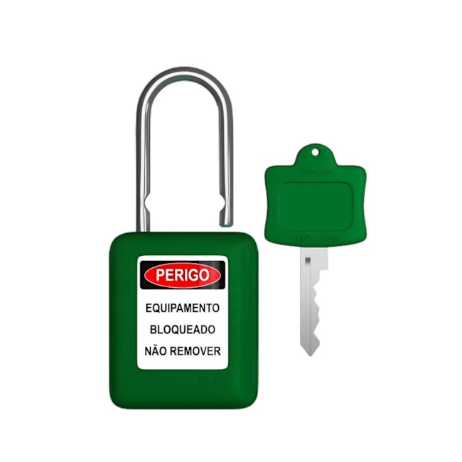 Cadeado Plástico Verde 25,0mm Haste Cromada com 1 Chave CMCVD125CD TAGOUT-83c564a2-6031-4bf6-a277-f691d0aaa646
