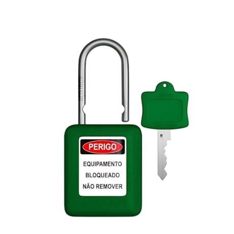 Cadeado Plástico Verde 25,4mm Haste Aço Inox com 1 Chave CAVD125CD TAGOUT