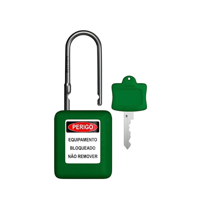 Cadeado Plástico Verde 38,0mm Haste Aço Inox com 1 Chave CAVD14004CD TAGOUT-610b1bfb-0afe-413a-b9d9-8210b65b8e60