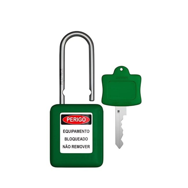 Cadeado Plástico Verde 38,0mm Haste Aço Inox com 1 Chave CAVD140CD TAGOUT-e892bc98-61e4-4698-9eb6-ba8262729a4f