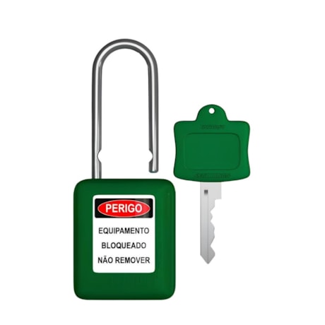 Cadeado Plástico Verde 38,0mm Haste Metálica (Cromada) com 1 Chave CMCVD14004CD TAGOUT
