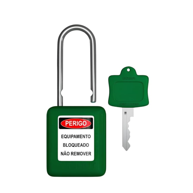 Cadeado Plástico Verde 38,0mm Haste Metálica (Cromada) com 1 Chave CMCVD140CD TAGOUT-aa629edc-80f3-452c-88e3-482a485f0911