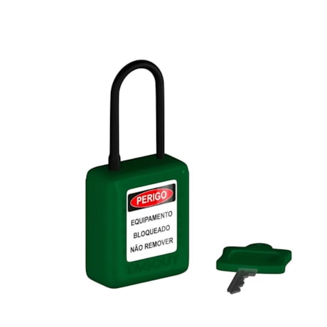 Cadeado Plástico Verde 38,0mm Haste Plástica com 1 Chave CPVD14004CD TAGOUT-cb939631-2940-427e-8f7f-9779022681f6