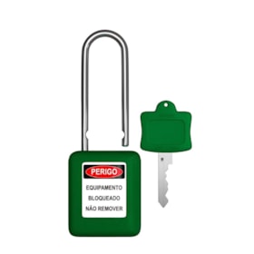 Cadeado Plástico Verde 50,0mm Haste Metálica (Cromada) com 1 Chave CMCVD150CD TAGOUT