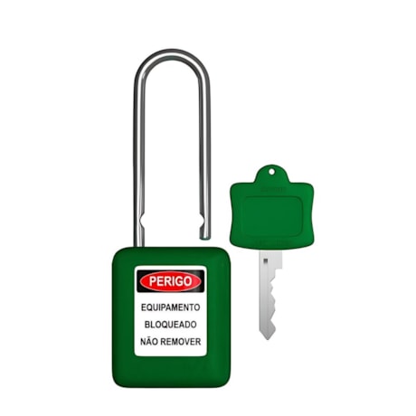 Cadeado Plástico Verde 50,0mm Haste Metálica (Cromada) com 1 Chave CMCVD150CD TAGOUT