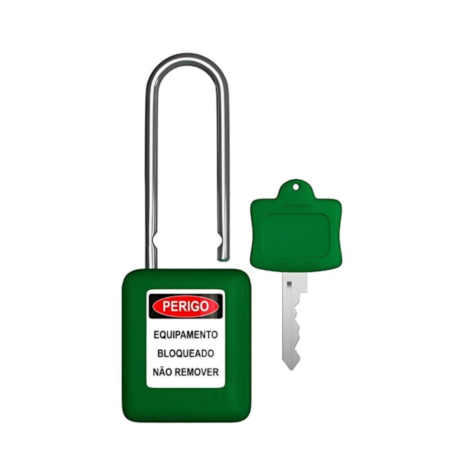 Cadeado Plástico Verde 50,0mm Haste Metálica (Cromada) com 1 Chave CMCVD150CD TAGOUT-cf201444-f2dc-443f-a7e2-57bc7d0dd266