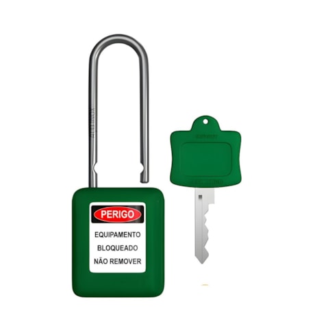 Cadeado Plástico Verde Haste Aço Inox 50mm com 1 Chave CAVD150CD TAGOUT