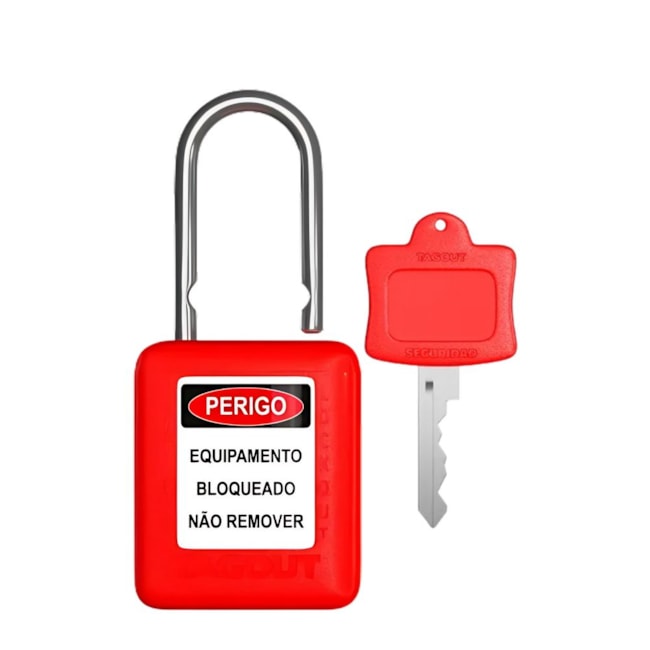 Cadeado Plástico Vermelho 25,0mm Haste Cromada com 1 Chave CMCVM125CD TAGOUT-0aef5879-339f-4729-8f11-b3175a3c6644