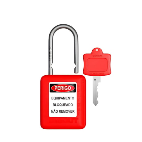 Cadeado Plástico Vermelho 25,4mm Haste Aço Inox com 1 Chave CAVM125CD TAGOUT