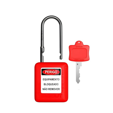 Cadeado Plástico Vermelho 38,0mm Haste Aço Inox com 1 Chave CAVM14004CD TAGOUT