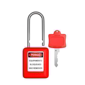 Cadeado Plástico Vermelho 38,0mm Haste Metálica (Cromada) com 1 Chave CMCVM140CD TAGOUT