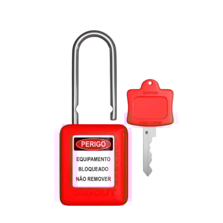 Cadeado Plástico Vermelho 38,0mm Haste Metálica (Cromada) com 1 Chave CMCVM140CD TAGOUT