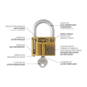 Cadeado Tradicional de Latão 30mm com Chave 21385 STAM
