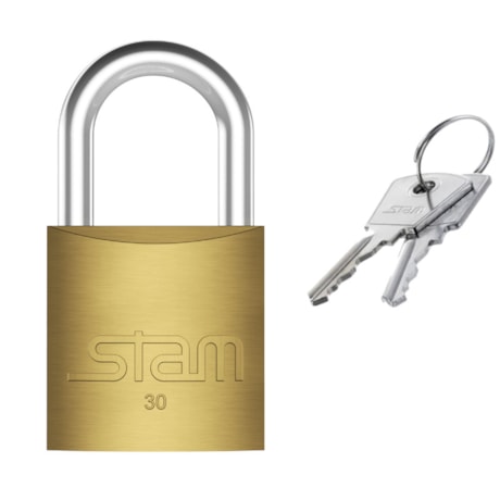 Cadeado Tradicional de Latão 30mm com Chave 21385 STAM-7b71a190-d9a0-4834-8b27-5c0c820ce557