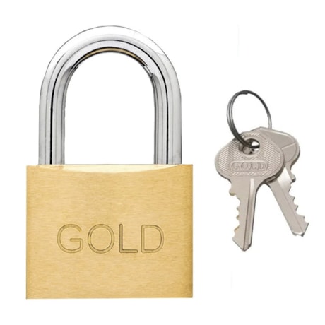 Cadeado Tradicional de Latão 30mm com Chave GCC200003 GOLD-346d6b02-b327-4168-b77d-2d341986f421