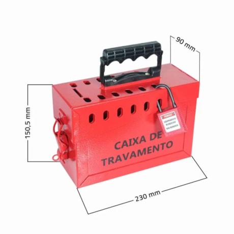 Caixa de Bloqueio em Aço 23x9x15,5cm para 13 Cadeados com Alça Plástica CBA13AP TAGOUT-62284b6a-0e9b-4735-89b4-b1c16149d996