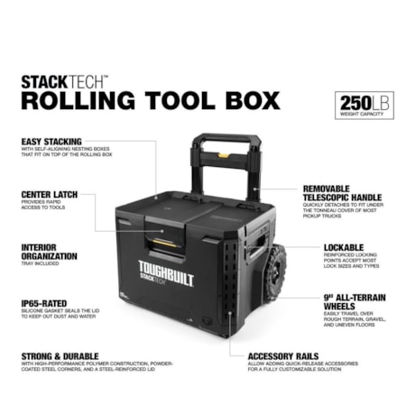 Caixa Organizadora de Ferramentas com Rodas Empilhável Stacktech 18
