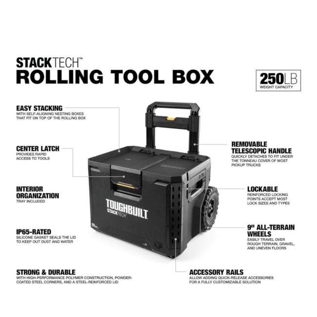 Caixa Organizadora de Ferramentas com Rodas Empilhável Stacktech 18