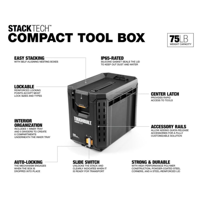 Caixa Organizadora de Ferramentas Compacta Empilhável Stacktech TB-B1-B-60C TOUGHBUILT-a1397de3-050b-4a33-babe-d10928441294