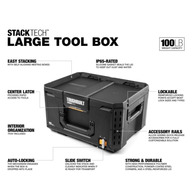 Caixa Organizadora de Ferramentas Grande Empilhável Stacktech TB-B1-B-50 TOUGHBUILT-ed4295d1-1320-40c5-8439-eac86a537079