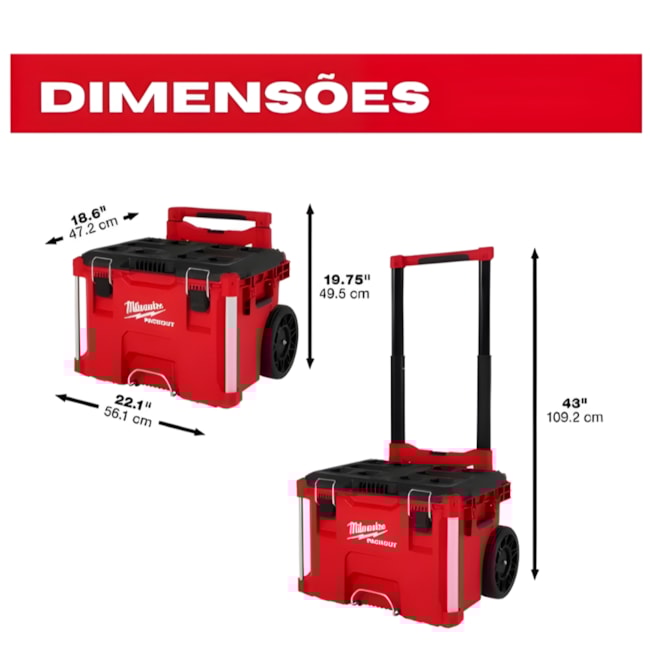 Caixa Organizadora para Ferramentas com Alça e Rodinhas PACKOUT 48-22-8427 MILWAUKEE-1c00c522-16c0-4a12-8f80-74d71afed99e