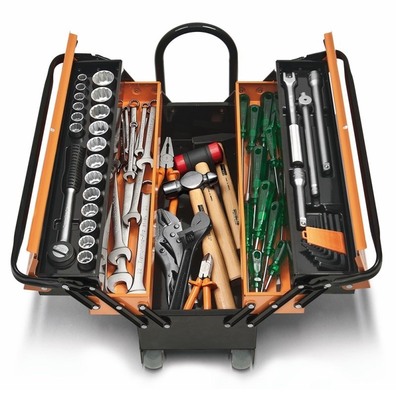 Caixa para Ferramenta Sanfonada com Rodas 5 Gavetas e 65 Peças