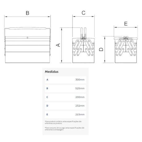 Caixa para Ferramentas Sanfonada com 5 Gavetas e 57 Peças 44952/957 TRAMONTINA PRO-8cc7330b-0e8b-429b-805f-9bebc4cc47dc