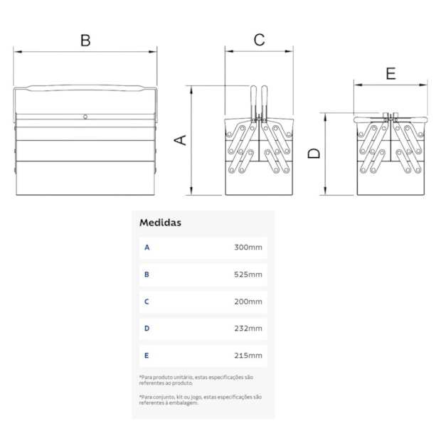 Caixa para Ferramentas Sanfonada com 5 Gavetas e 57 Peças 44952/957 TRAMONTINA PRO-39cc85b6-6038-4b5f-97ce-3f69bc8ad184