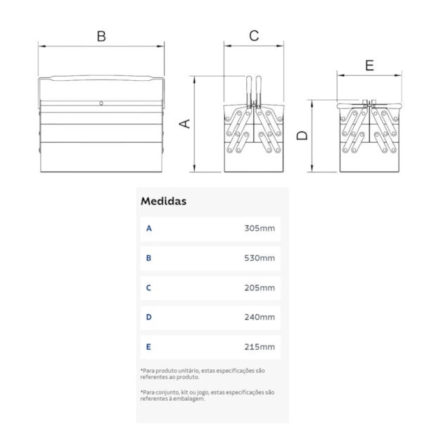 Caixa para Ferramentas Sanfonada com 5 Gavetas e 65 Peças 44952/165 TRAMONTINA PRO-4bd0e147-4efc-4eb1-872d-5618cca31829