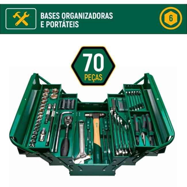 Caixa Sanfonada para Ferramentas de 5 Gavetas com 70 Peças ST95104A70-6 SATA-6c655998-7729-42be-9c3c-d83bac6be82a