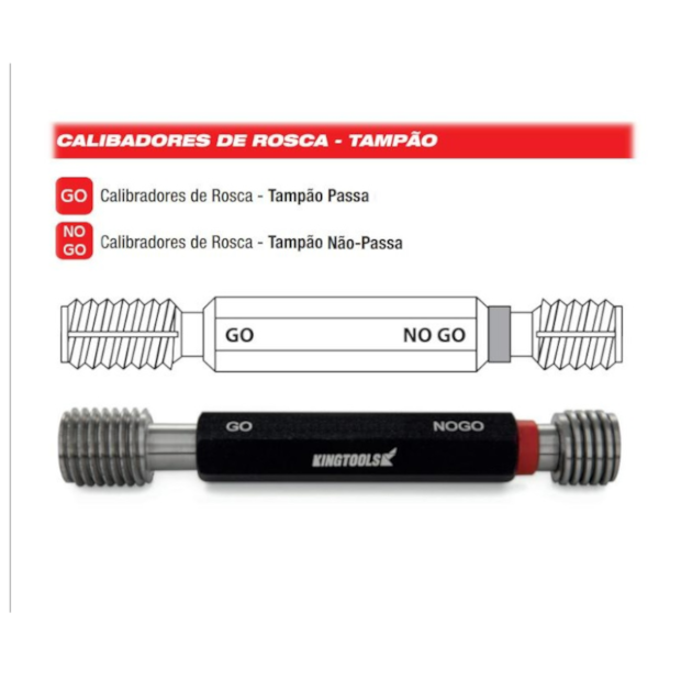 Calibrador de Rosca Tampão MF12x1.5 6H TPNP KINGTOOLS-32df23b8-7c52-462f-bffe-7288dc729d83