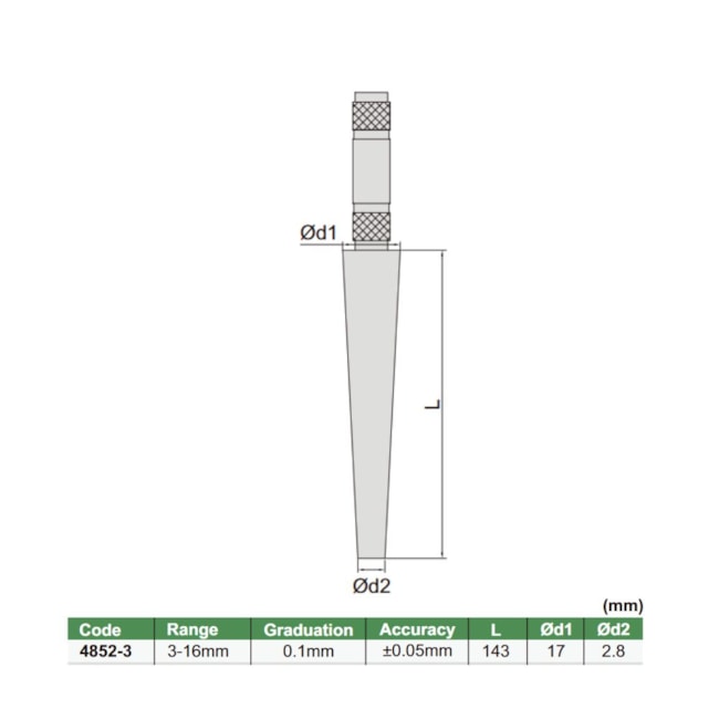 Calibre Cônico Medição Furo 3-16mm 0.1mm 4852-3 INSIZE-01d4cf9a-35b2-42f0-aa26-221ca6310c16
