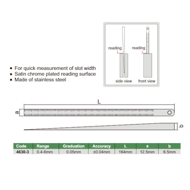 Calibre de Folga 0.04 a 6mm Tipo Cunha 4630-3 INSIZE-6b6509bb-f9d0-4efd-8cbc-b96b7b986a17