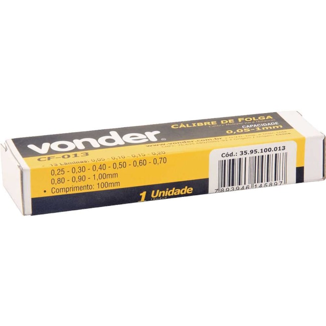 Calibre de Folga 0.05 A 1.00mm com 13 Lâminas 3595100013 VONDER-ac74f614-30e0-4ebc-b579-052930431cf7