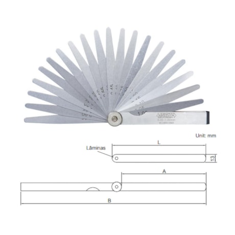 Calibre de Folga Longo 0,05 a 1mm tipo Leque 4605-201 INSIZE-f10b9e0f-3da4-40c5-b879-c0ffa473b293