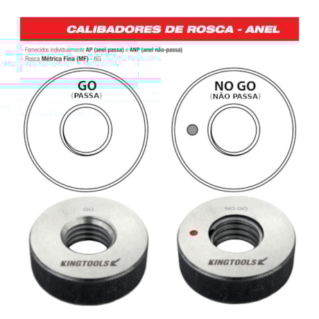 Calibre de Rosca Anel Não Passa M12x1,50 55686 KINGTOOLS-a6af06cf-6bab-463c-aee9-960aa7b8397d