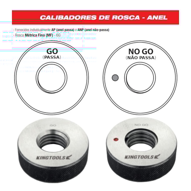 Calibre de Rosca Anel Não Passa M12x1,50 55686 KINGTOOLS-9f88d771-868a-4535-9cb0-65d90e90955a