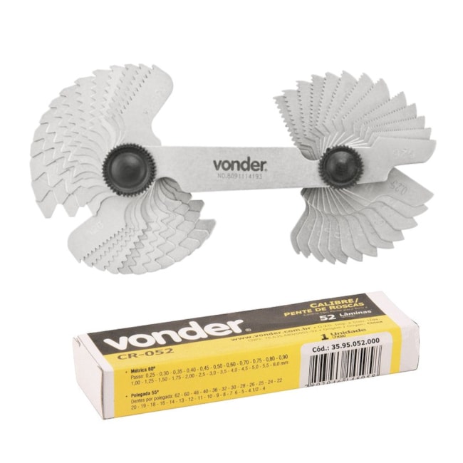 Calibre de Rosca com 0,25 a 6mm 52 Lâminas CR 052 VONDER-6417c9d9-c004-4235-bd9d-4ff0fe71f2bd