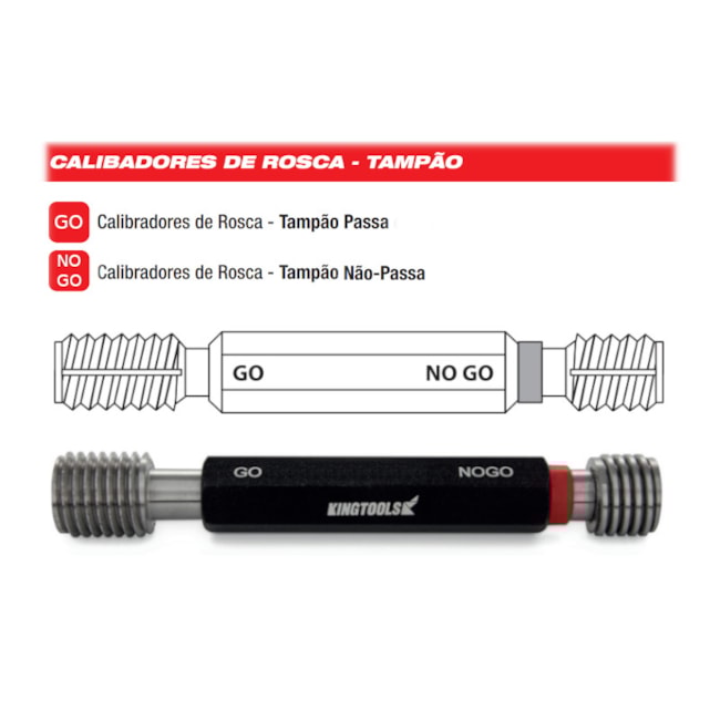 Calibre de Rosca Tampão M5 x 0,5 6H TPNP M5 KINGTOOLS-45f30bbc-605c-4743-878a-8825aee763d5