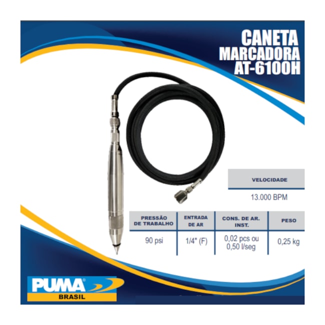 Caneta Marcadora para Metais Pneumática 13.000 BPM AT6100H PUMA-b7111268-b68f-4458-8efd-e41b9f3e7168