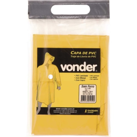 Capa de Chuva em PVC Laminado sem Forro Amarela CA 11040 VONDER