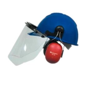 Capacete de Segurança Azul com Protetor Fácial e Abafador de Ruidos EVOLUTION 010431810 CARBOGRAFITE