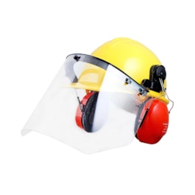 Capacete de Segurança Verde Conjugado com Protetor Facial Incolor Abafador EVOLUTION CARBOGRAFITE