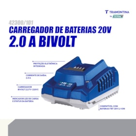 Carregador Bateria 20V 2.0Ah 110/220V 42300/101 TRAMONTINA